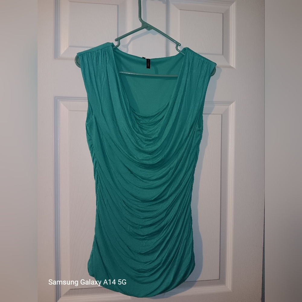 Teal Sleeveless Drape Top
